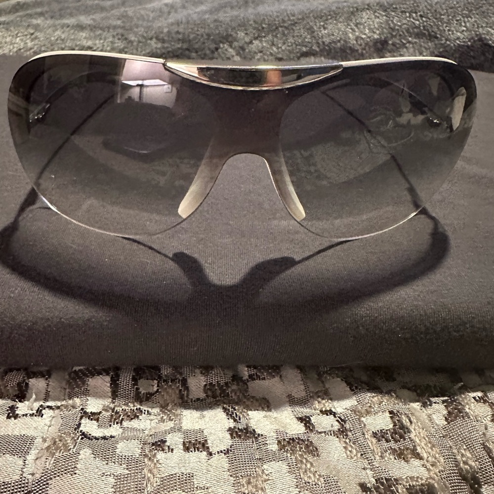 Authentic Chanel Silver and White 6007 Shield Sunglasses